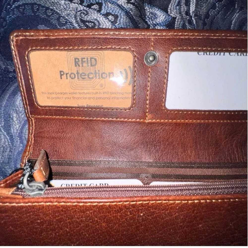 JACK GEORGES  Voyager Brown Leather Clutch Wallet NWT RFID Protected - Picture 8 of 12